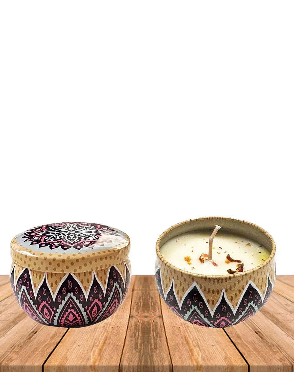 SET 4 Velas Lata Diseño Mandala JI24-17  3