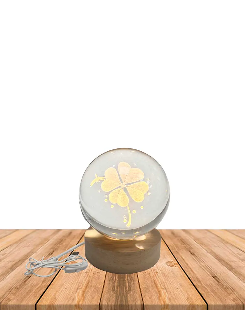 Esfera Cristal  3D 8 cm Trébol JI24-19  1