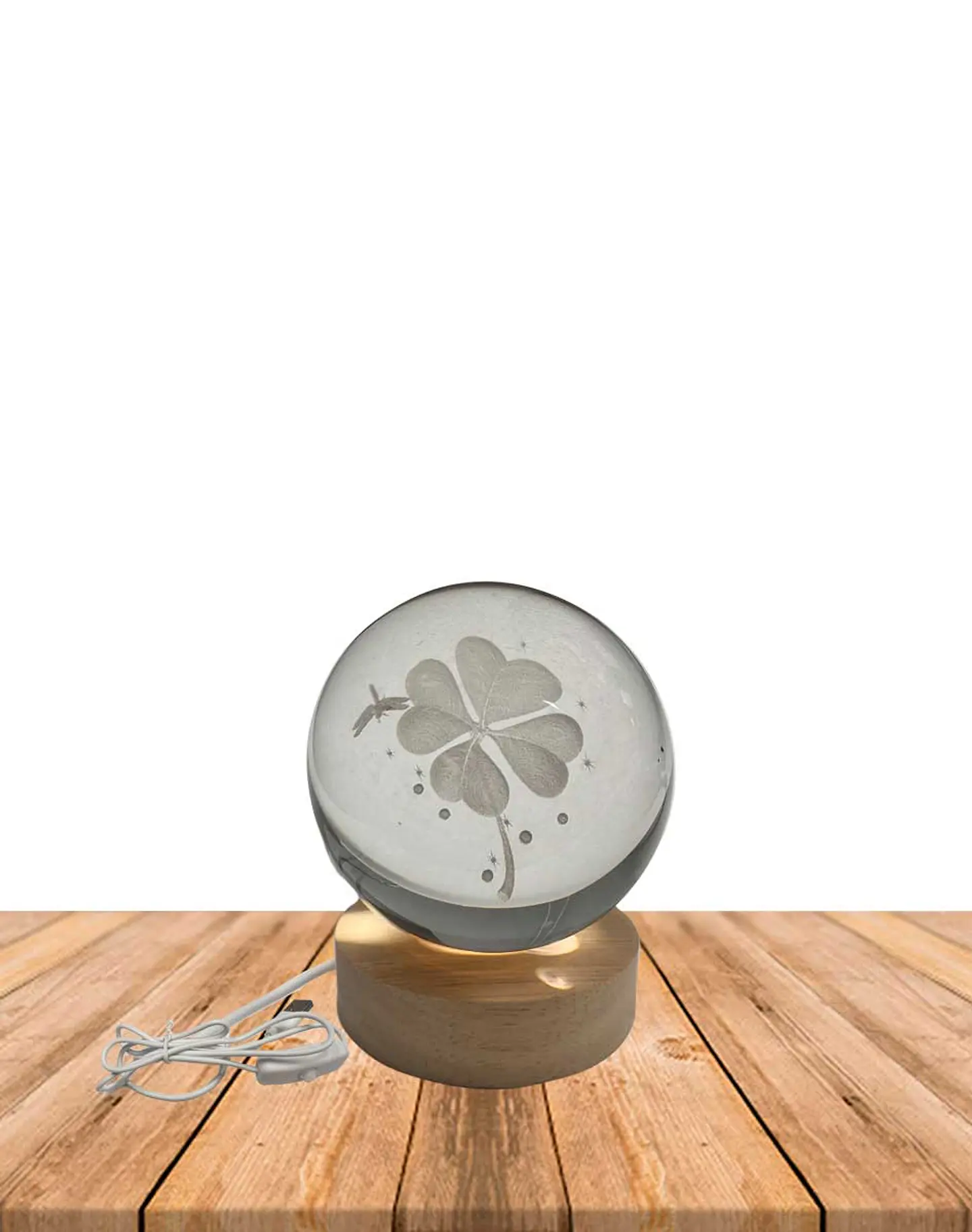 Esfera Cristal  3D 8 cm Trébol JI24-19  2