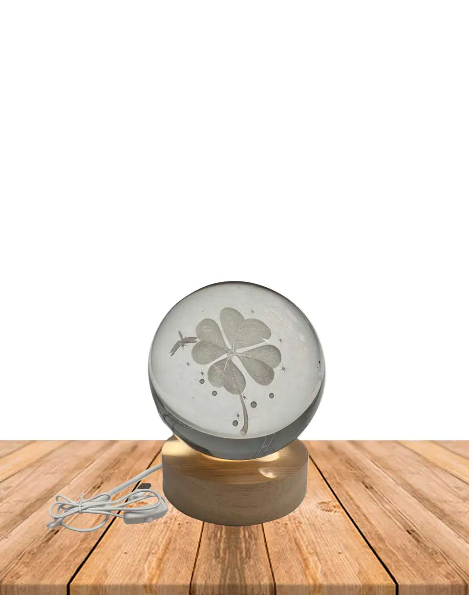 Esfera Cristal  3D 8 cm Trébol JI24-19  2