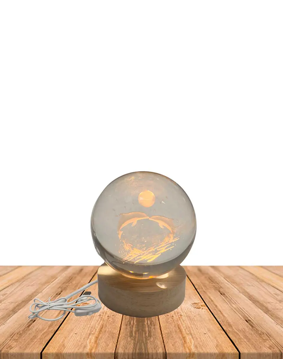 Esfera Cristal 3D 8 cm Delfines JI24-33  1