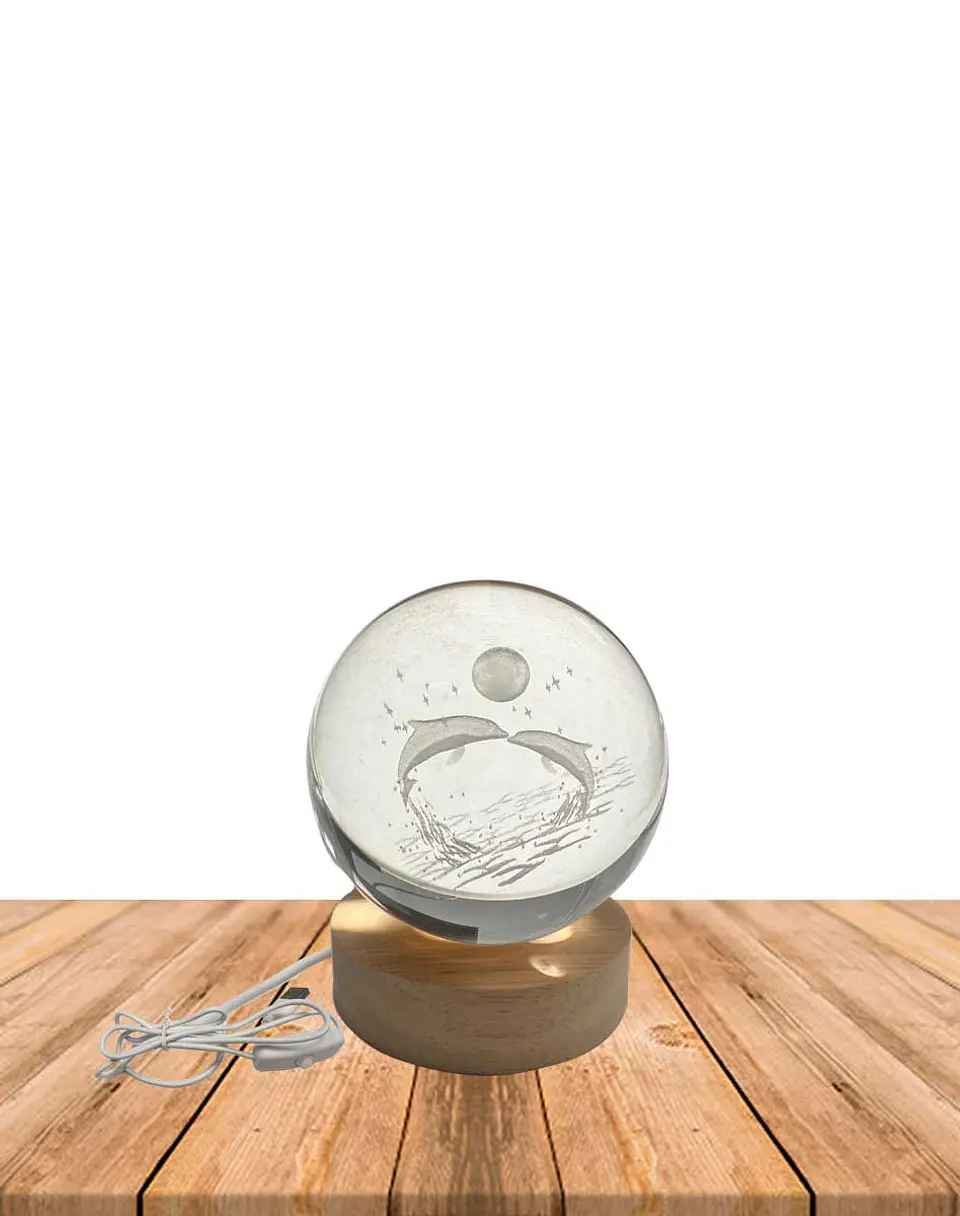 Esfera Cristal 3D 8 cm Delfines JI24-33  2