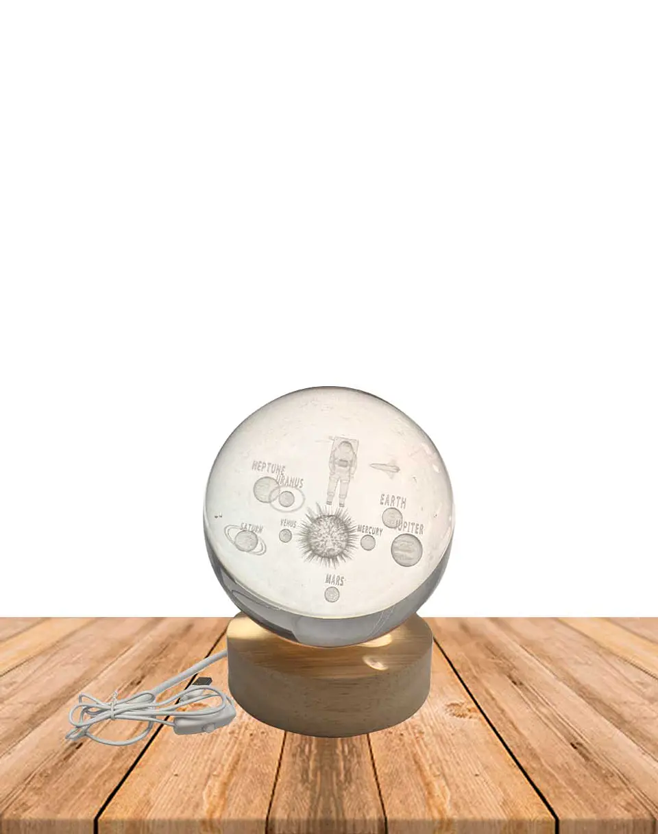 Esfera Cristal 3D 8 cm ASTRONAUTA Y PLANETAS JI24-23 2
