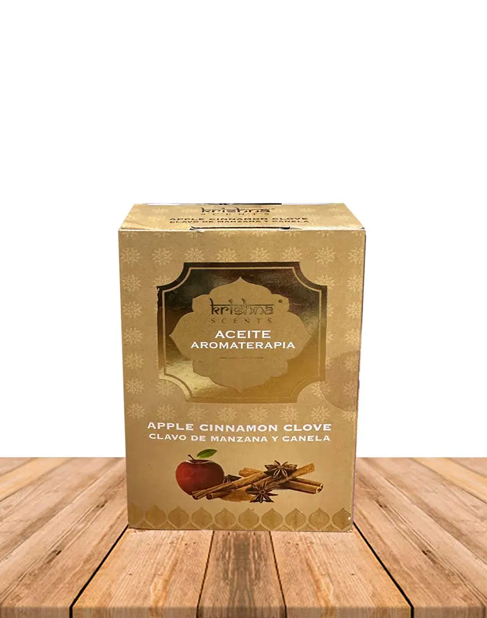 Aceite aromático Krishna 25ml Manzana Canela Clavo con gotero. 3