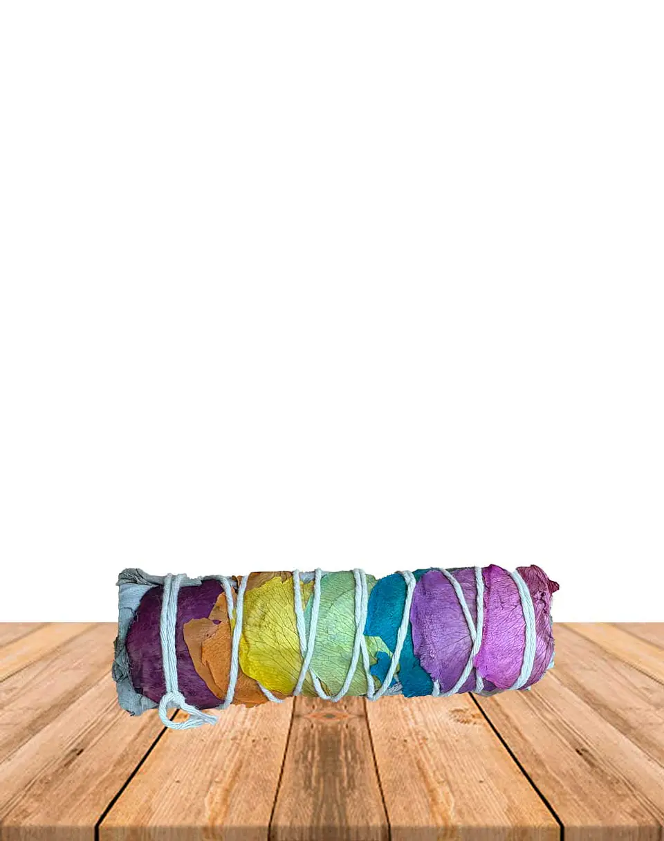 SAHUMERIO DE SALVIA BLANCA Y 7 CHAKRAS  PÉTALOS DE ROSA 1