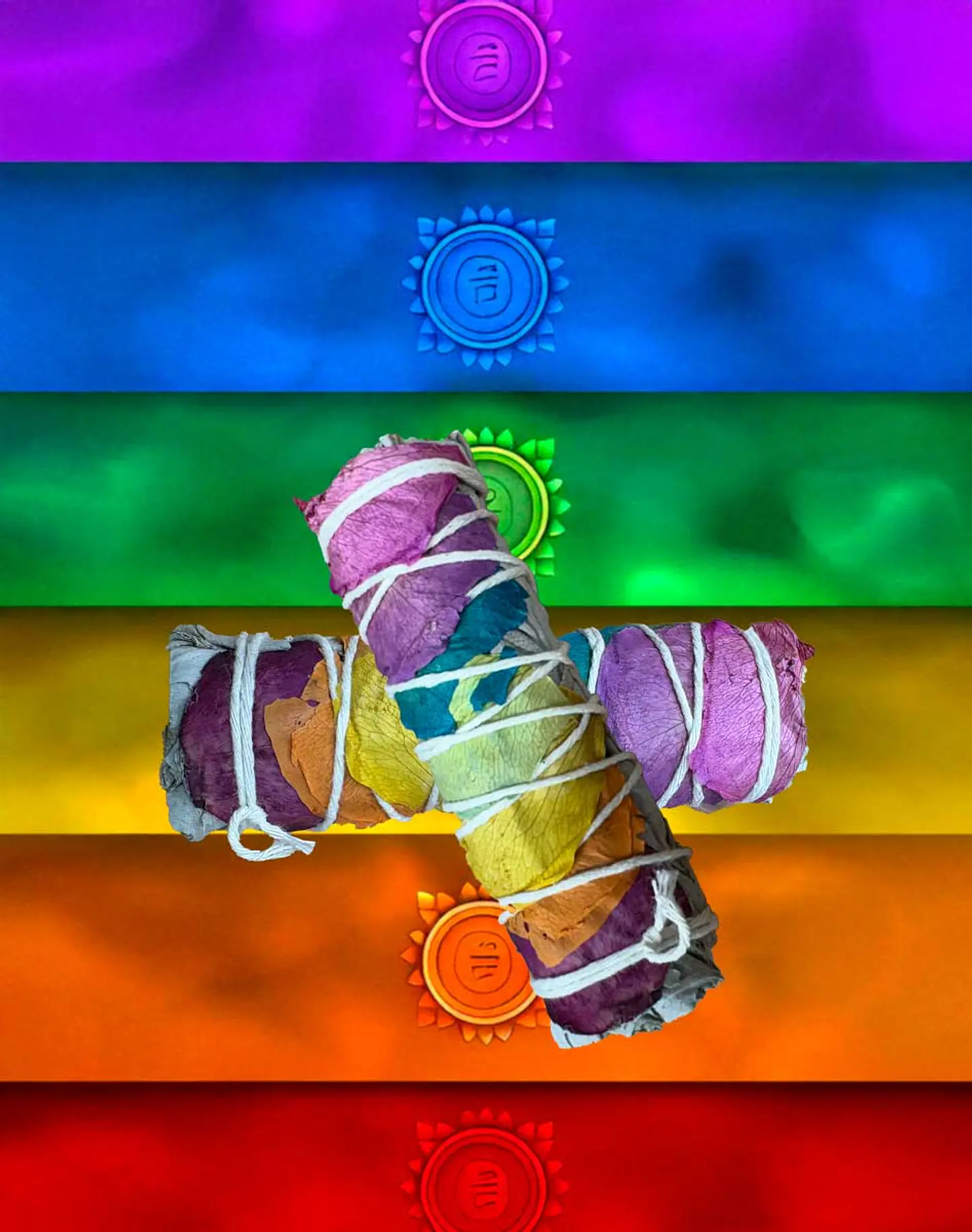SAHUMERIO DE SALVIA BLANCA Y 7 CHAKRAS  PÉTALOS DE ROSA 3