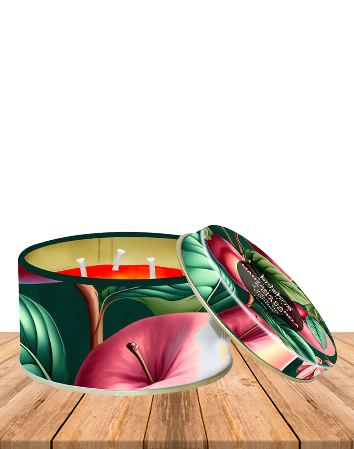 Vela triple mecha aroma Manzana Canela Clavo 2