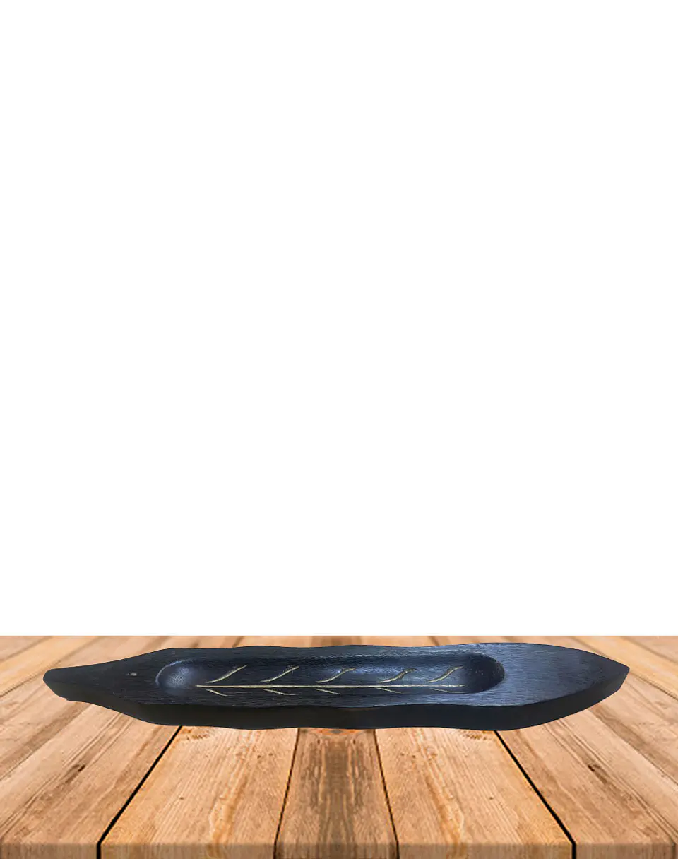 Porta Incienso madera  Diseño hoja  2