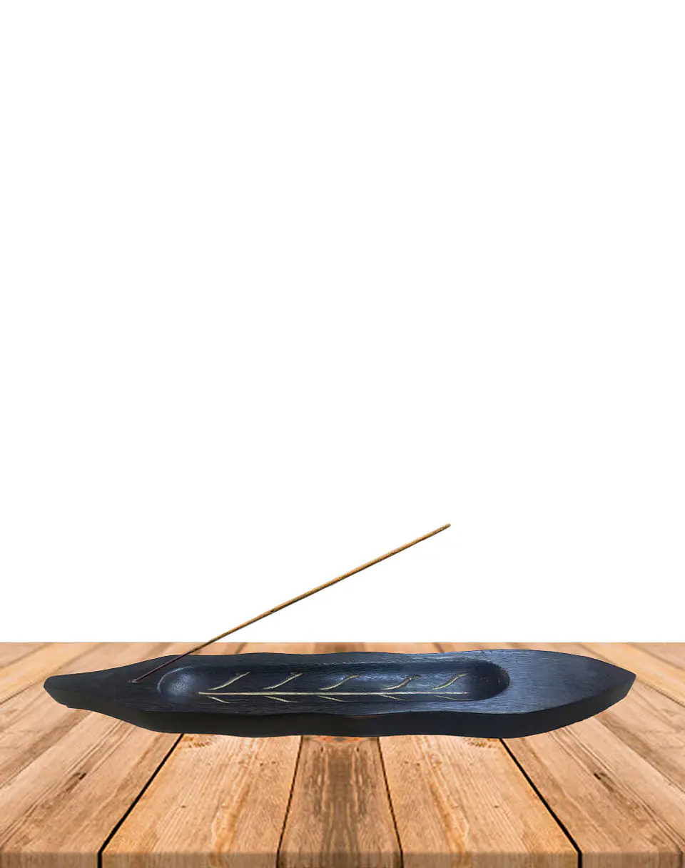 Porta Incienso madera  Diseño hoja  1