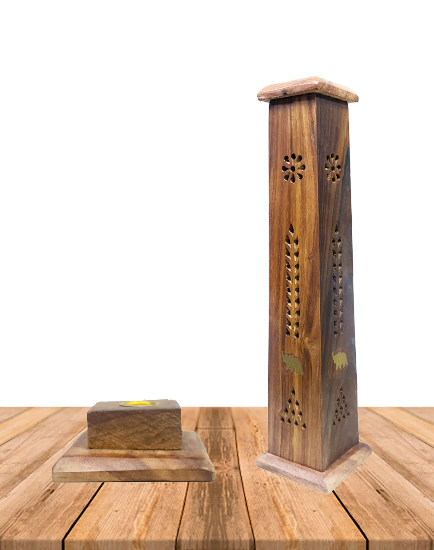 Porta Incienso Torre  Larga Madera B627 2