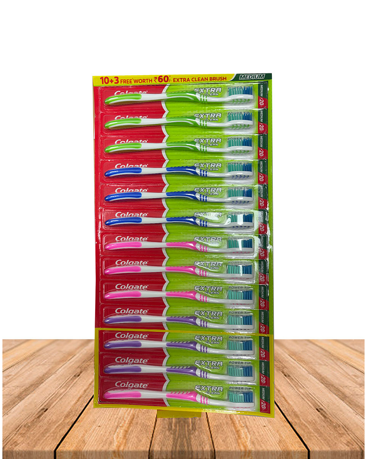 Cepillos de Diente Colgante Tira de 10 unidades + 3 Cepillos gratis. Mediano.