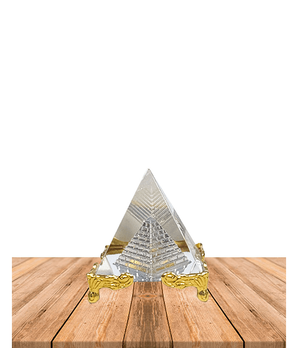 Pirámide de Cristal Dorada Con Base 8cm JI23-248/JI25-47