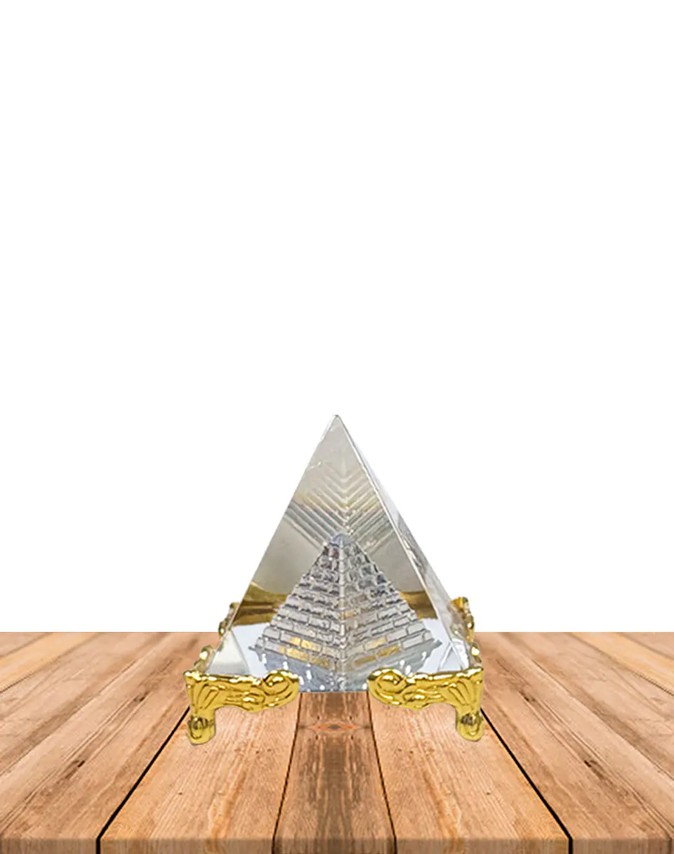 Pirámide de Cristal Dorada Con Base 8cm JI23-248/JI25-47 1