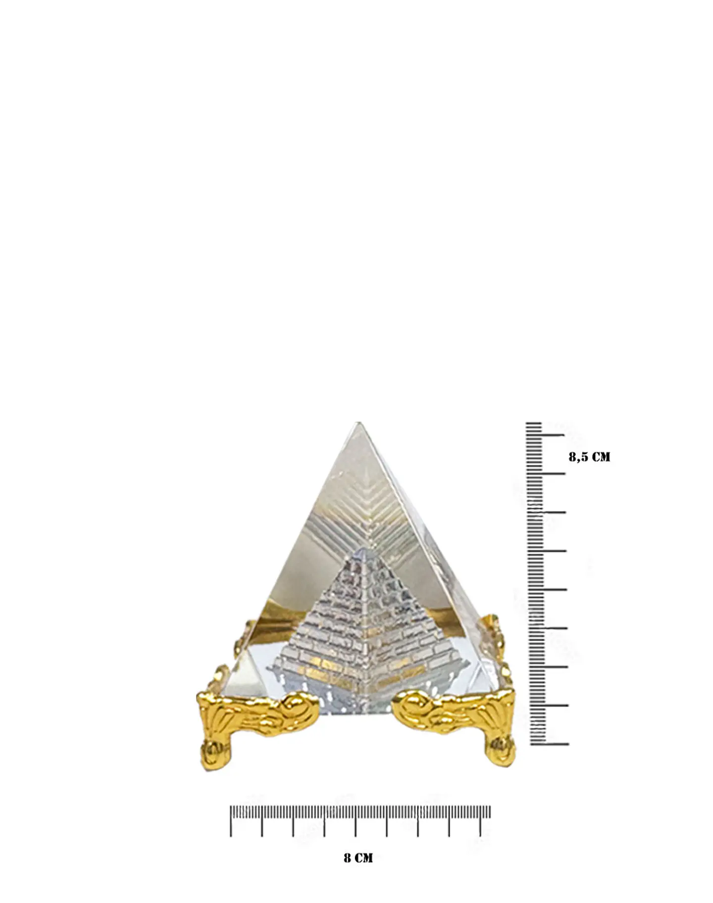 Pirámide de Cristal Dorada Con Base 8cm JI23-248/JI25-47 3