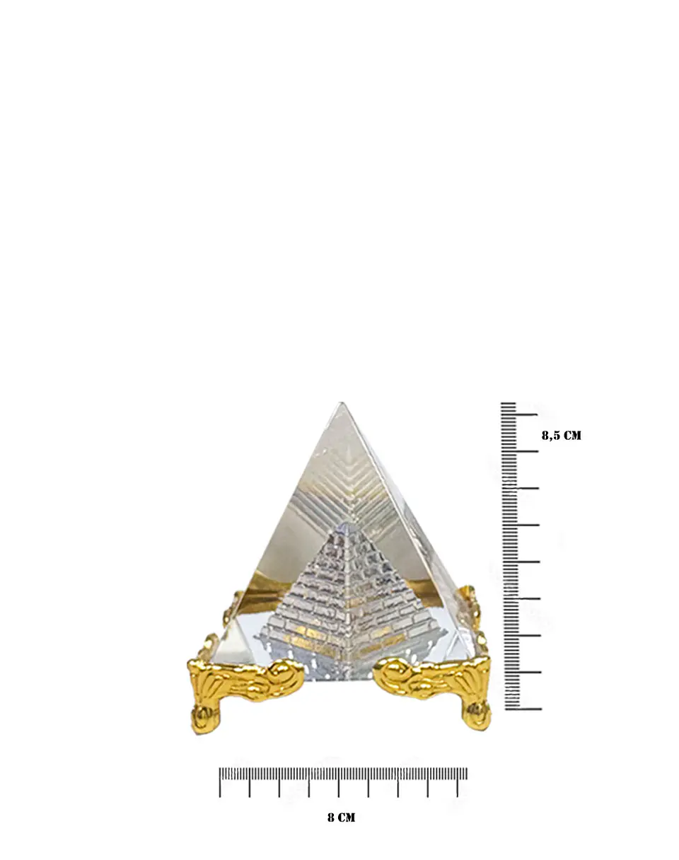 Pirámide de Cristal Dorada Con Base 8cm JI23-248/JI25-47 3