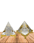 Pirámide de Cristal Dorada Con Base 8cm JI23-248/JI25-47