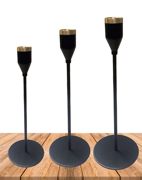 Set Porta Vela Negro Metalico JI25-106