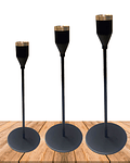 Set Porta vela Negro Metalico Ji25-106