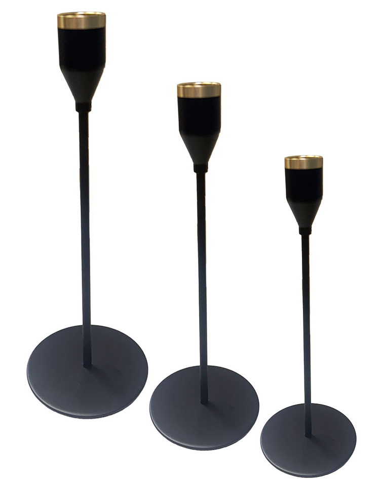 Set Porta vela Negro Metalico Ji25-106