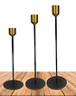Set Porta Vela Negro Metálico Con Copita Dorada JI25-107 - Miniatura 1