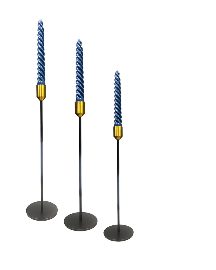 Set Porta vela Negro Metálica con copita Dorada Ji25-107