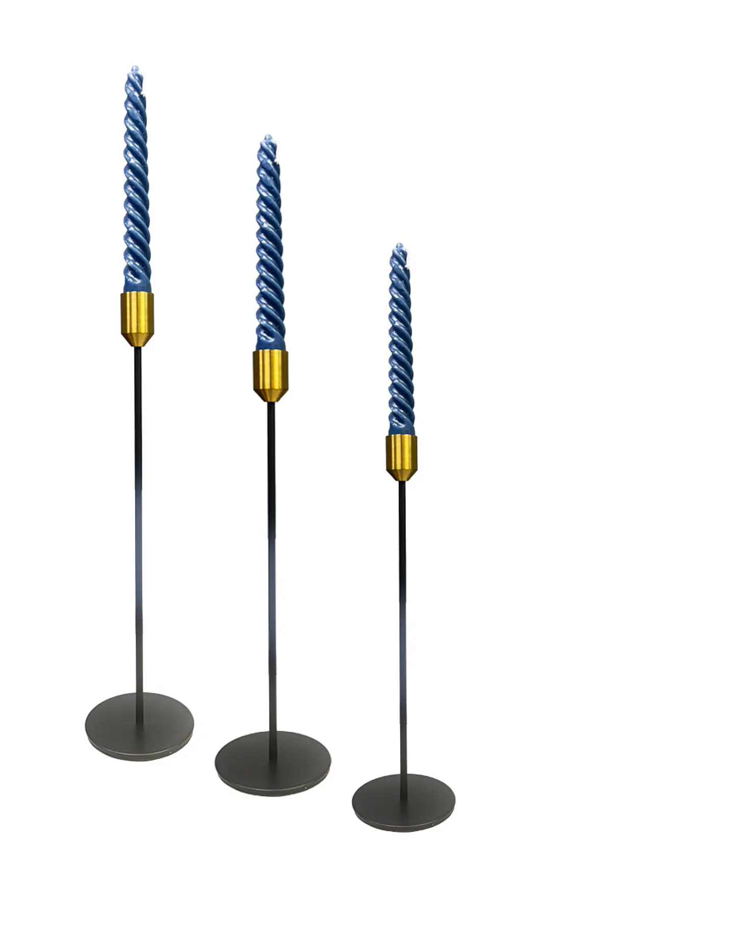 Set Porta Vela Negro Metálico Con Copita Dorada JI25-107 2