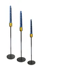 Set Porta Vela Negro Metálico Con Copita Dorada JI25-107 - Miniatura 2
