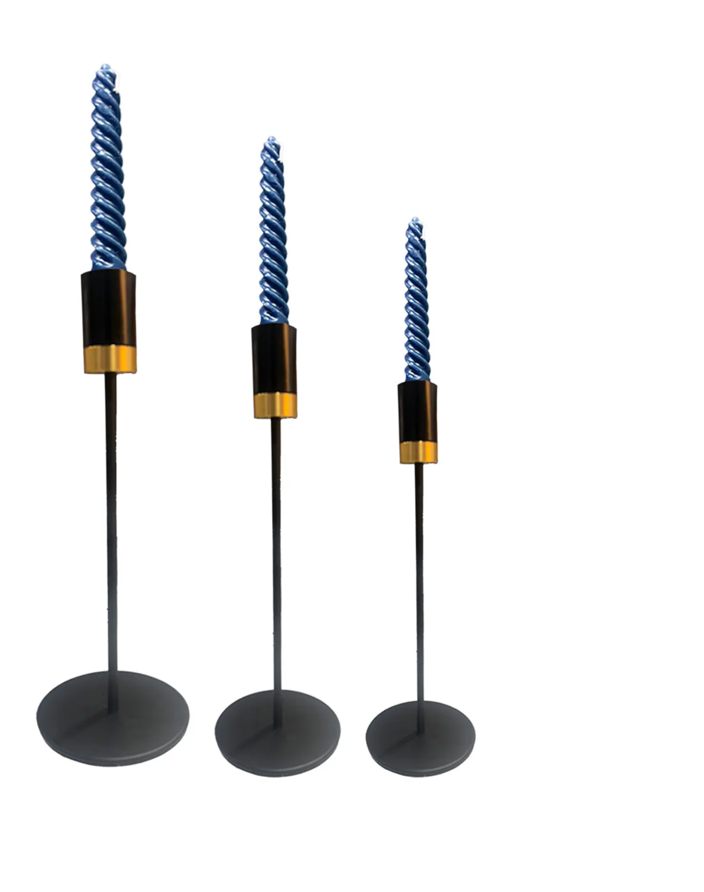 Set Porta Vela Negro Metálico Dorado JI25-110 3