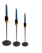 Set Porta Vela Negro Metálico Dorado JI25-110 - Miniatura 3