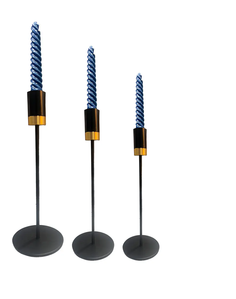 Set Porta Vela Negro Metálico Dorado JI25-110 3