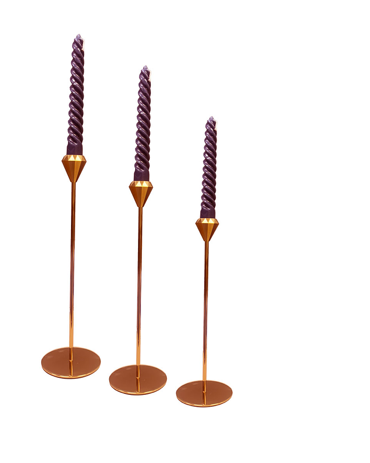 Set Porta vela  Metálica  Dorada Ji25-108