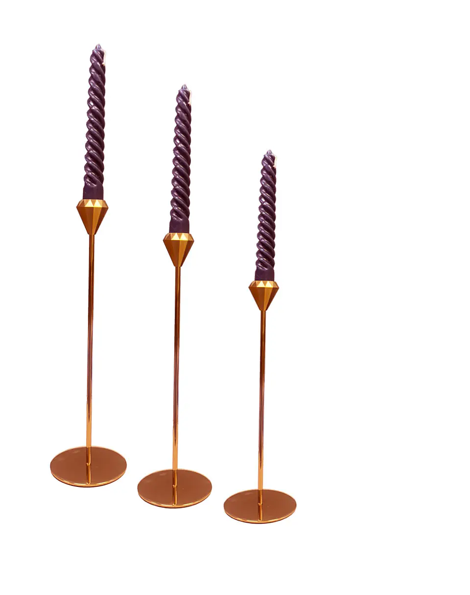 Set Porta Vela Metálico Dorado JI25-108 3