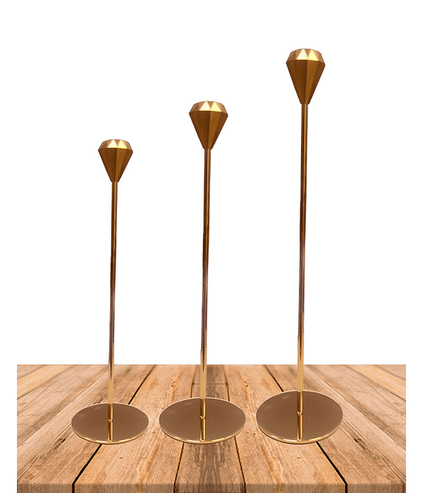 Set Porta vela  Metálica  Dorada Ji25-108