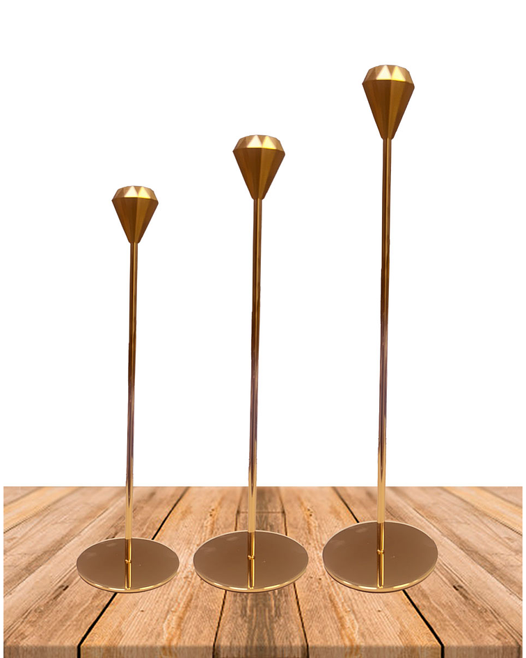 Set Porta vela  Metálica  Dorada Ji25-108