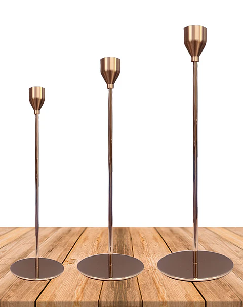 Set Porta Vela Metálico Dorado JI25-109