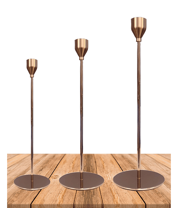Set Porta vela  Metálica  Dorada Ji25-109