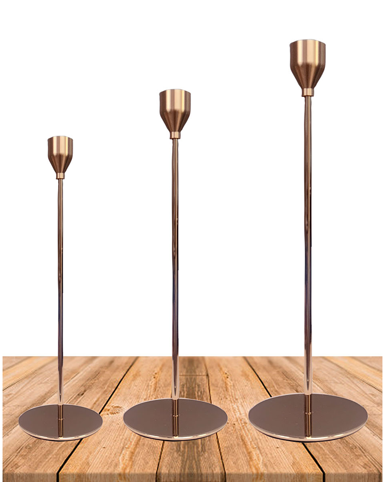 Set Porta vela  Metálica  Dorada Ji25-109