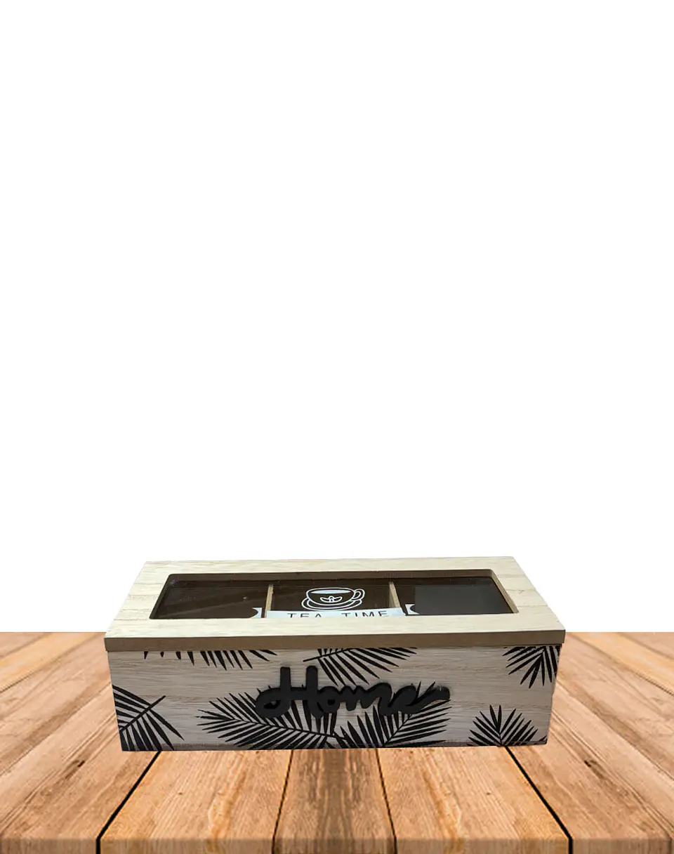 Caja de Té de Madera 3 divisiones 1