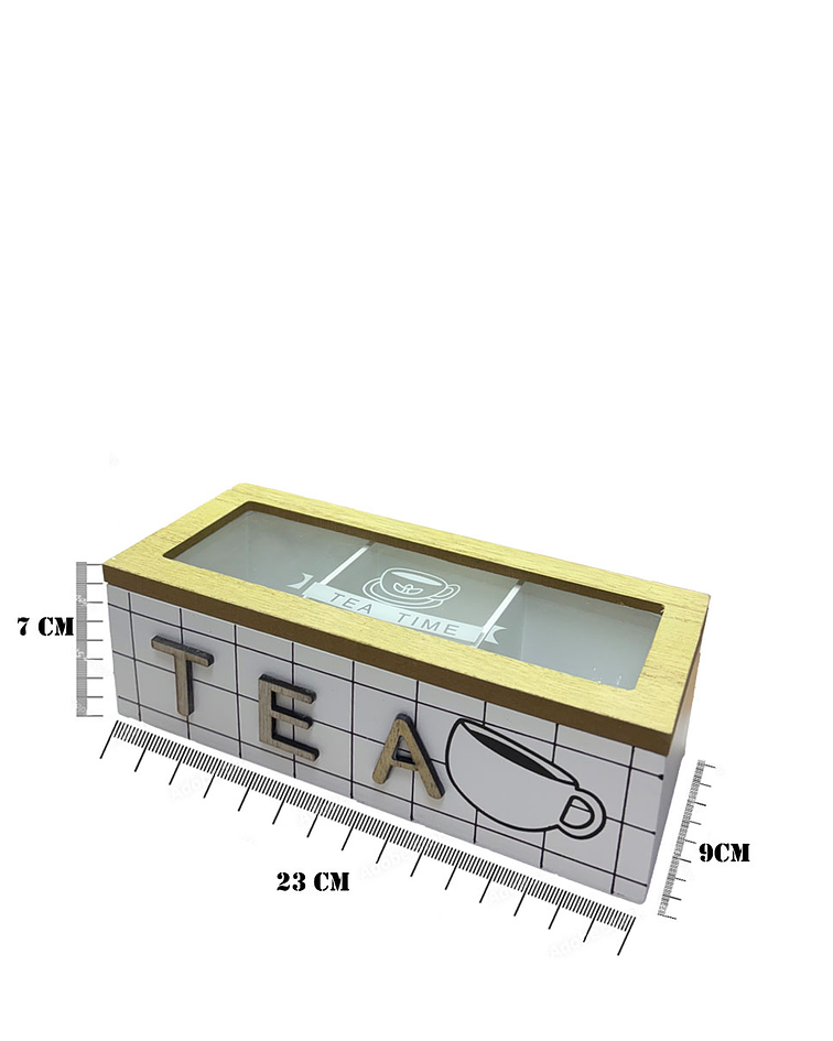 Caja de Té de Madera 3 divisiones Blanco
