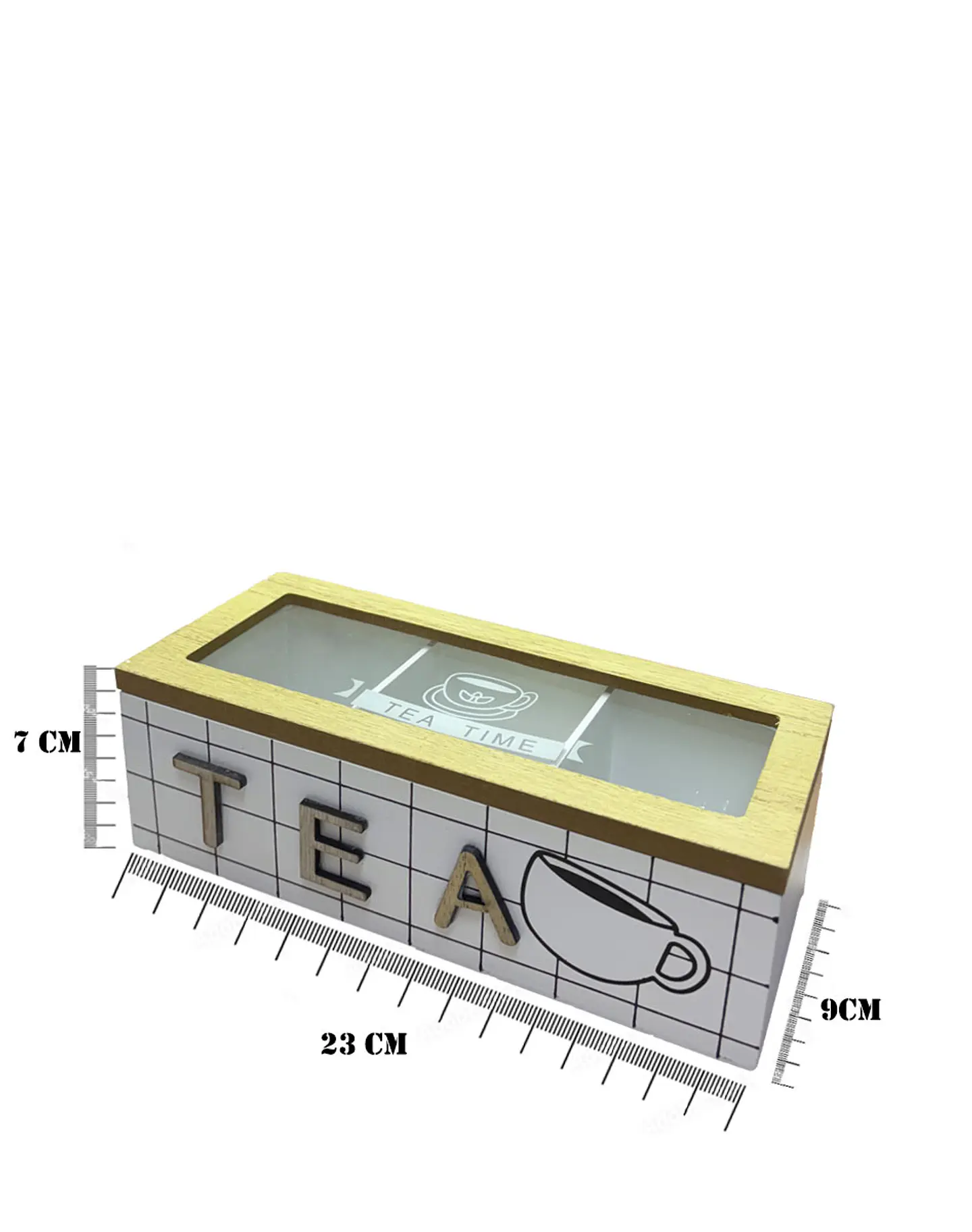 Caja de Té de Madera 3 divisiones Blanco 3