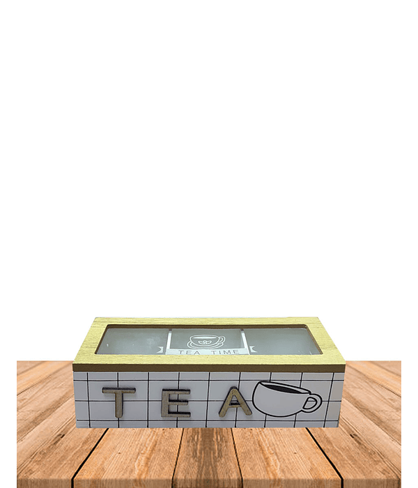 Caja de Té de Madera 3 divisiones Blanco
