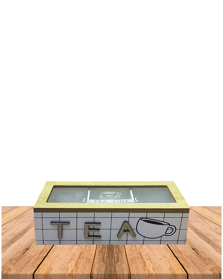 Caja de Té de Madera 3 divisiones Blanco