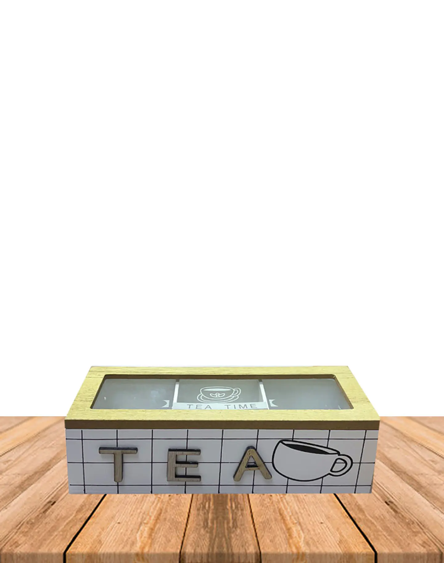 Caja de Té de Madera 3 divisiones Blanco 1