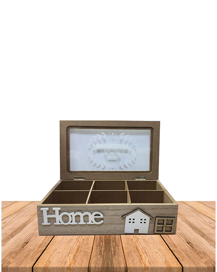 Caja de Té de Madera 6 divisiones