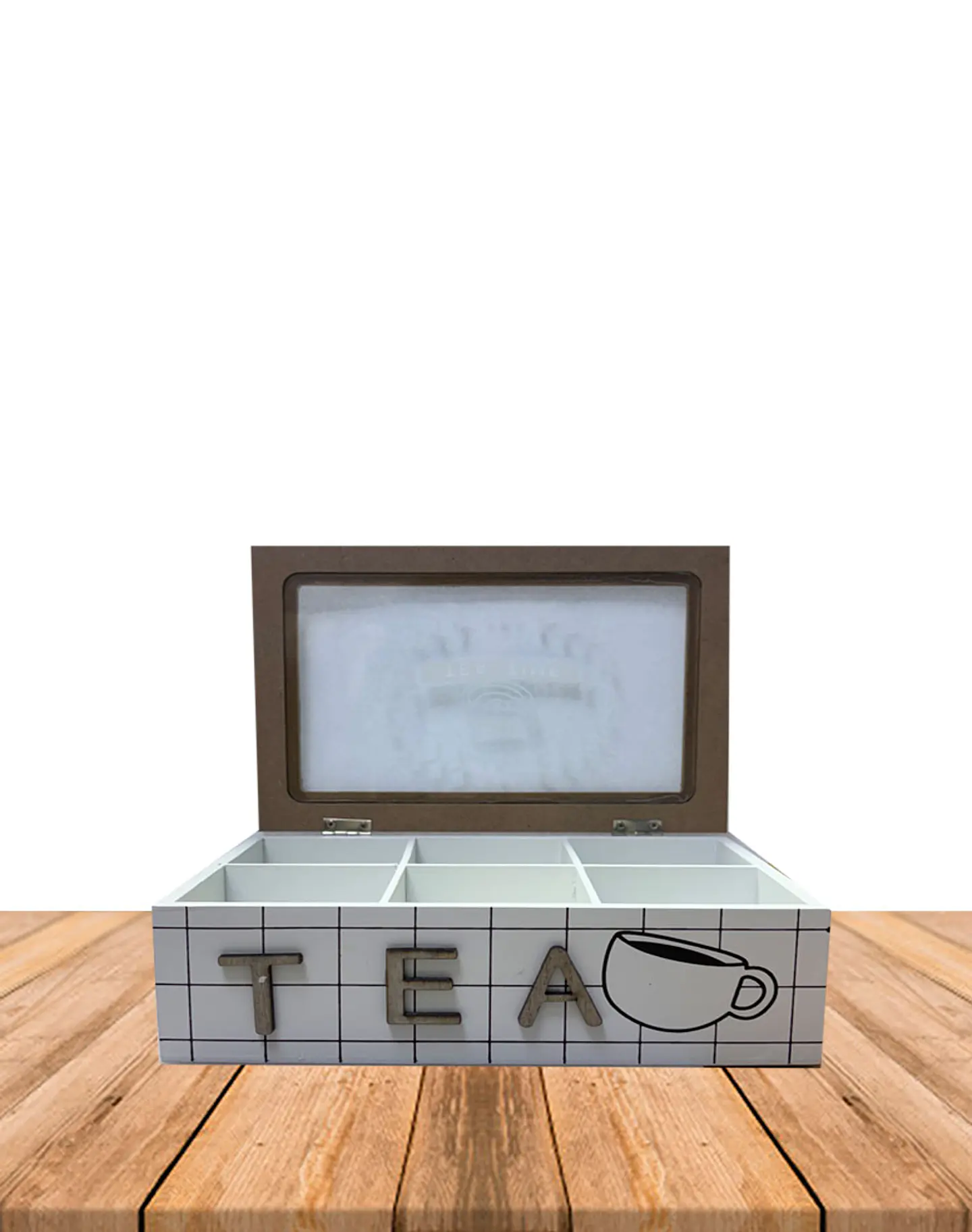 Caja de Té de Madera 6 divisiones- Blanco 2