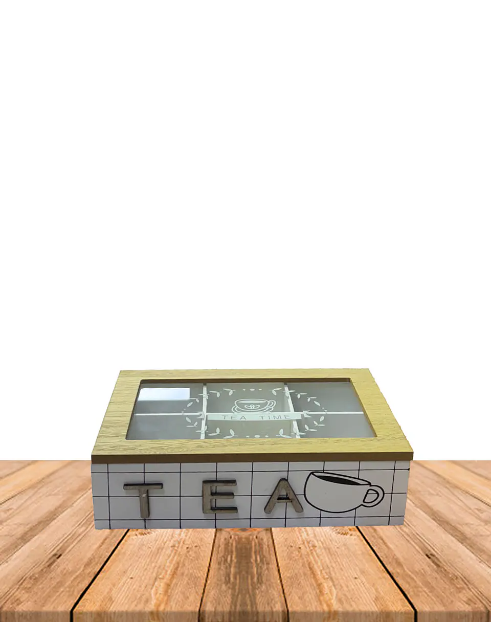 Caja de Té de Madera 6 divisiones- Blanco 1