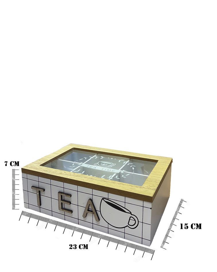 Caja de Té de Madera 6 divisiones- Blanco