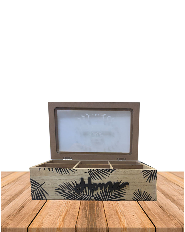 Caja de Té de Madera 6 divisiones hojas