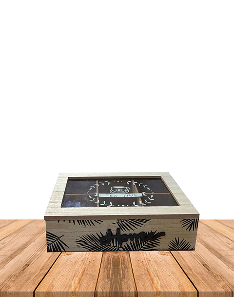 Caja de Té de Madera 6 divisiones hojas