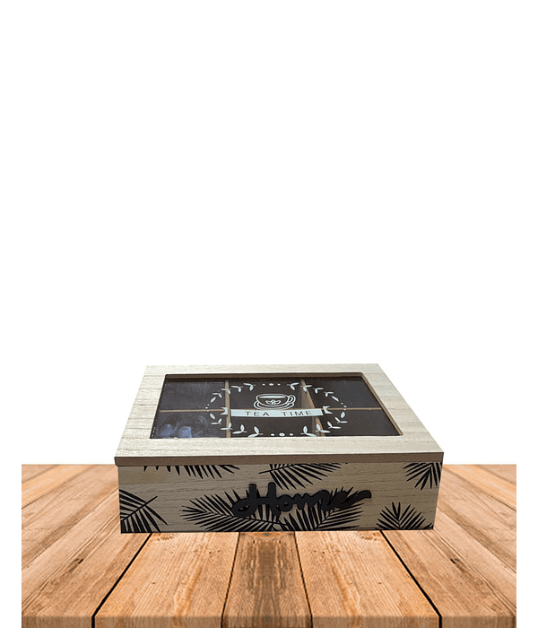 Caja de Té de Madera 6 divisiones hojas